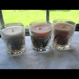 Home & Garden Party Moon Light Cut Glass Crystal Candle Pastel Blue Unused Aged